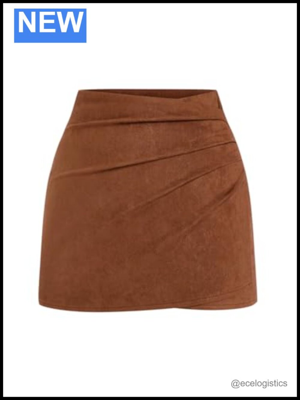 Plus Size Faux Suede Bodycon Mini Skirt High Waist Ruched Wrap